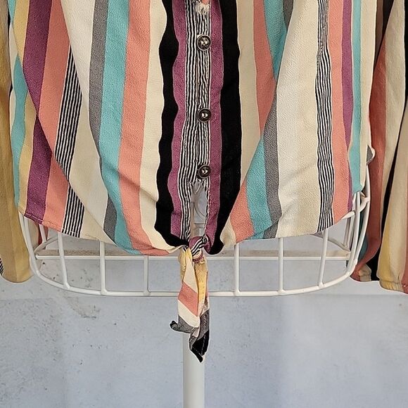 Rewind Striped Off The Shoulder Womens Top Size M - Picture 3 of 11